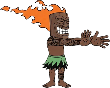 Maui Beach Adventures tiki mascot with arms stretched forward