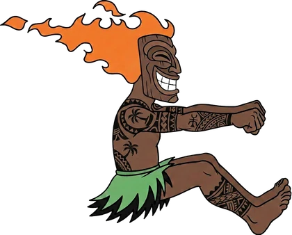 Maui Beach Adventures tiki mascot in a side-on running action pose
