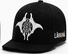 Lāhainā Strong matching flat bill cap in Black / Black