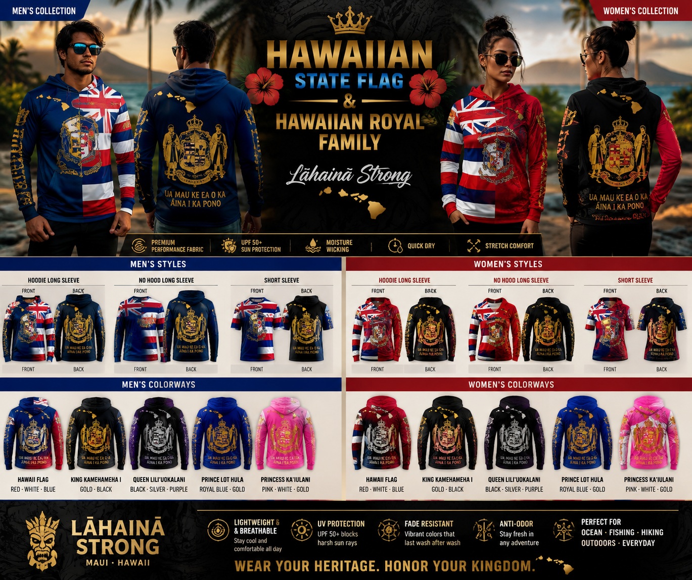 Hawaiian State Flag & Royal Family collection board — every approved colorway