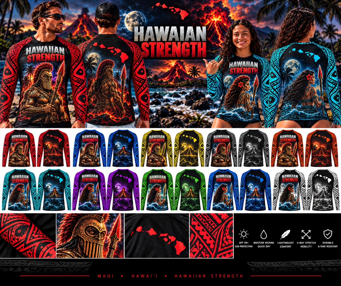 Hawaiian Strength collection board — every approved colorway
