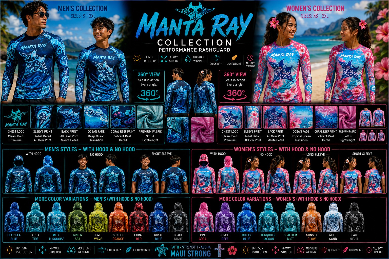 Manta Ray collection board — every approved colorway