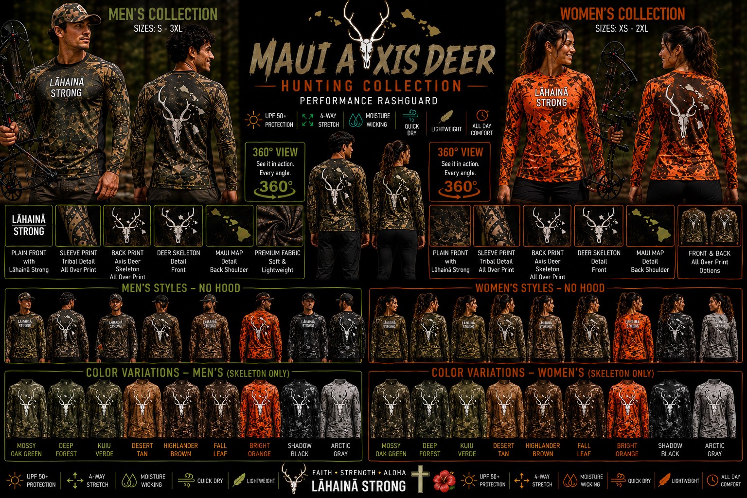 Maui Axis Deer collection board — every approved colorway