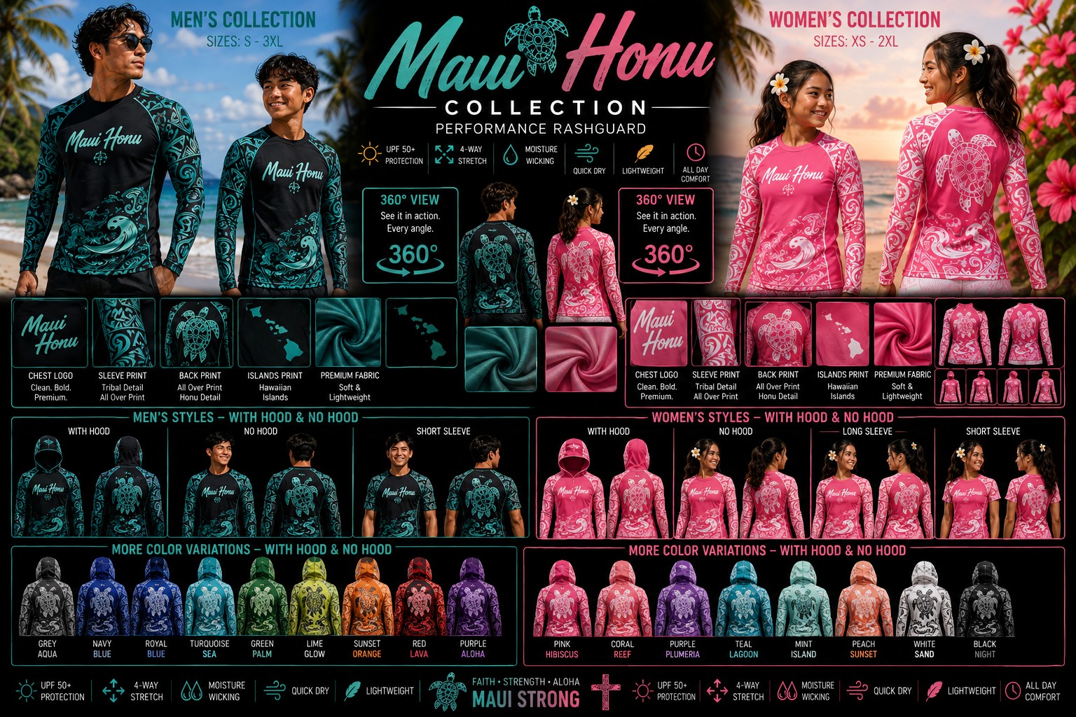 Maui Honu collection board — every approved colorway