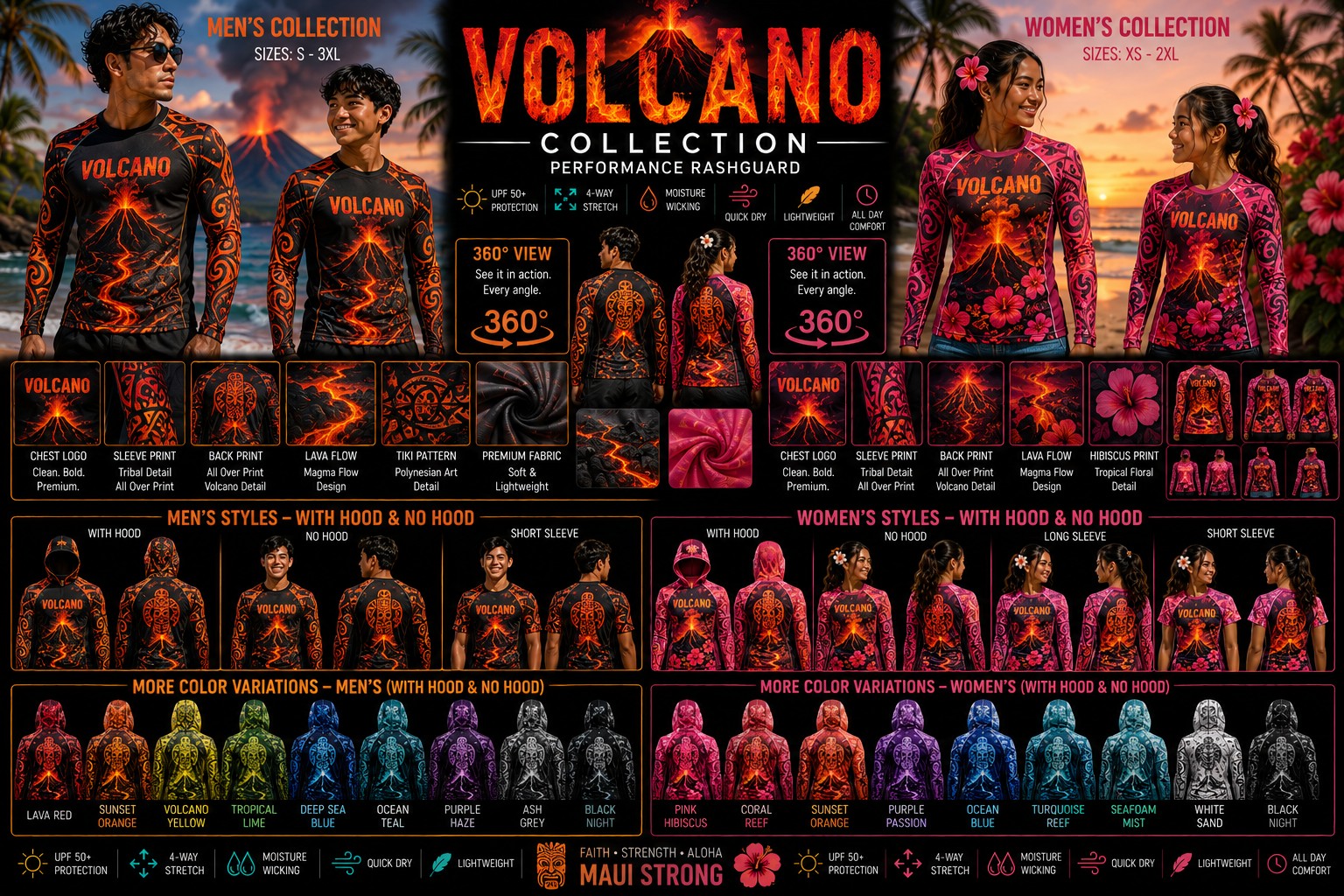 Volcano collection board — every approved colorway