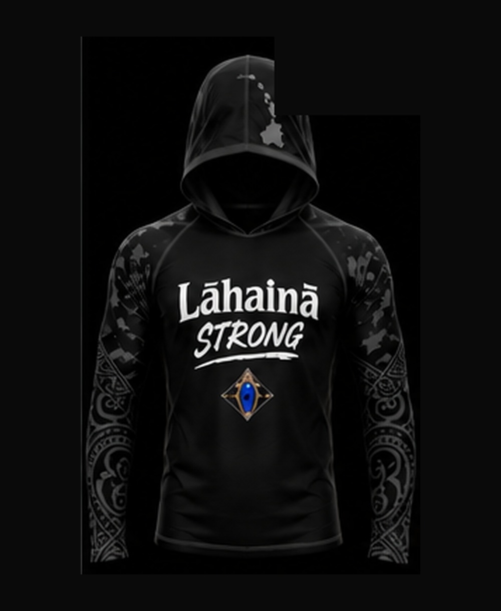 Deep Black / Light Black rashguard — front view on ghost mannequin