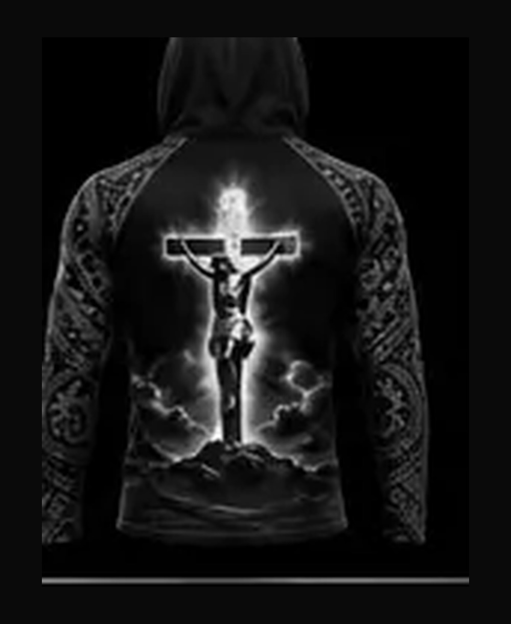 Faith — Black / Deep Black rashguard — back view on ghost mannequin