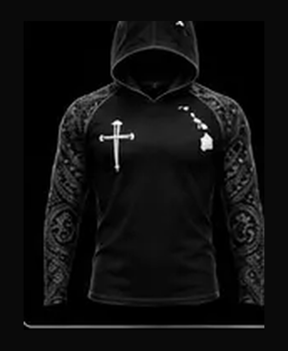 Faith — Black / Deep Black rashguard — front view on ghost mannequin