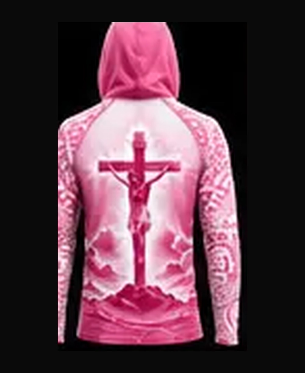 Faith — White / Pink rashguard — back view on ghost mannequin