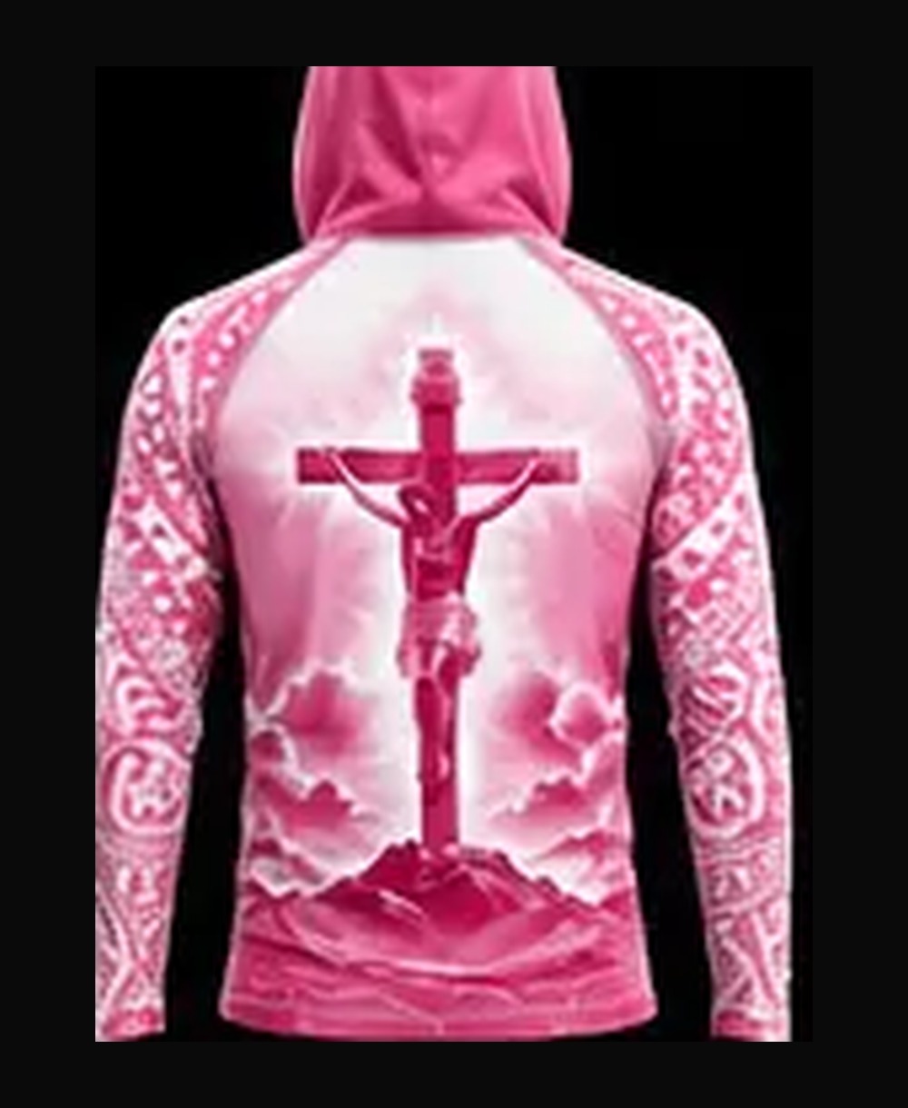Faith — Pink / White rashguard — back view on ghost mannequin