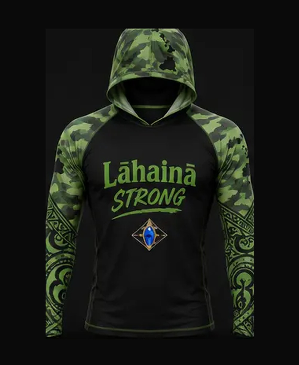 Black / Green Camo rashguard — front view on ghost mannequin