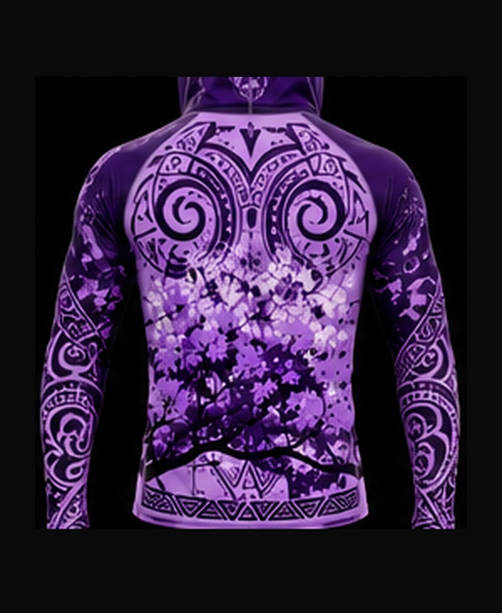 Light Purple / Deep Purple rashguard — back view on ghost mannequin