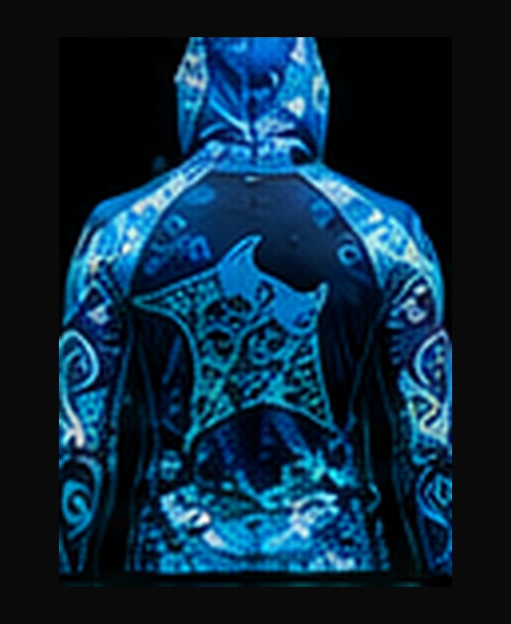 Manta Ray — Deep Sea Blue (Men's) rashguard — back view on ghost mannequin