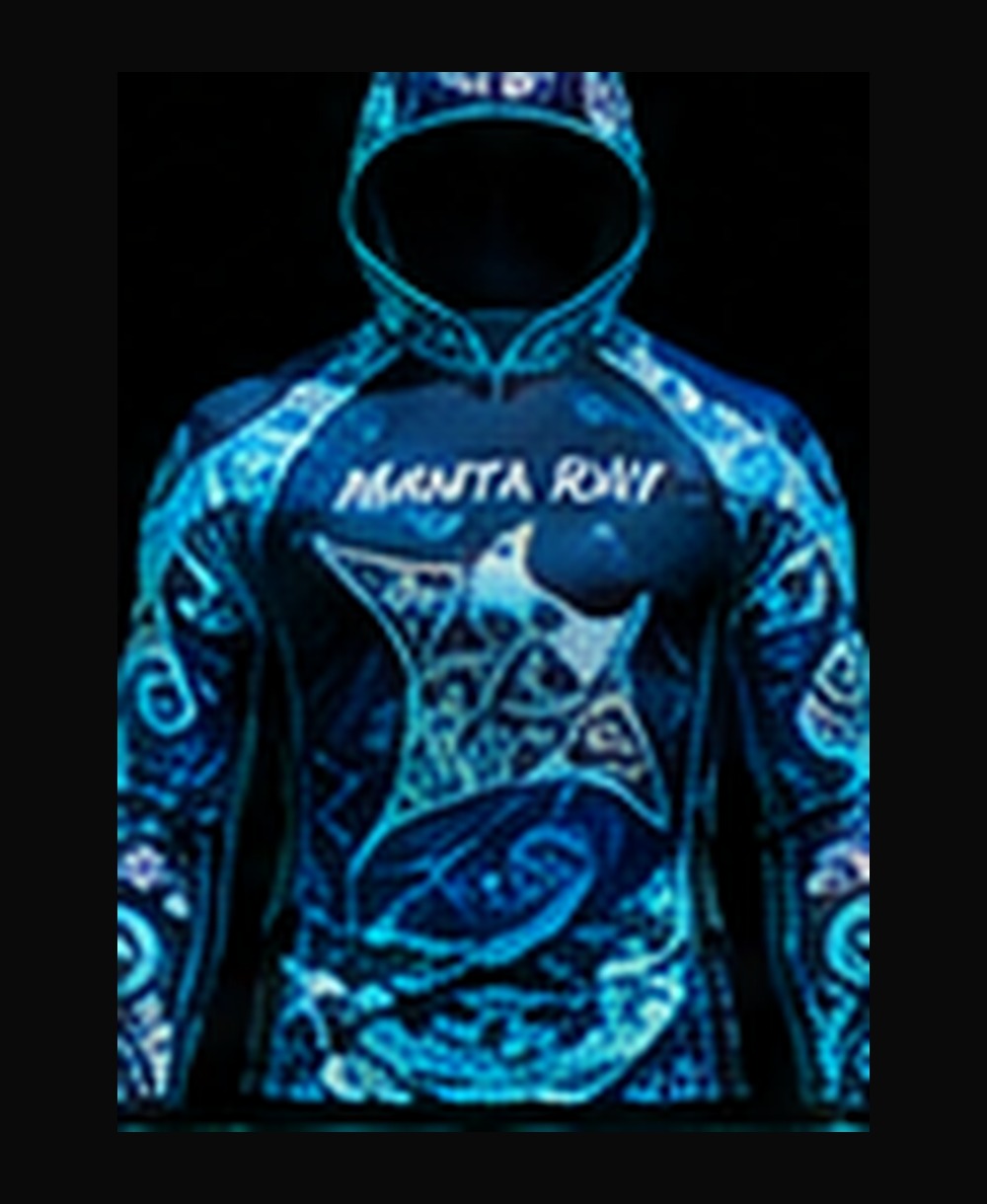 Manta Ray — Deep Sea Blue (Men's) rashguard — front view on ghost mannequin