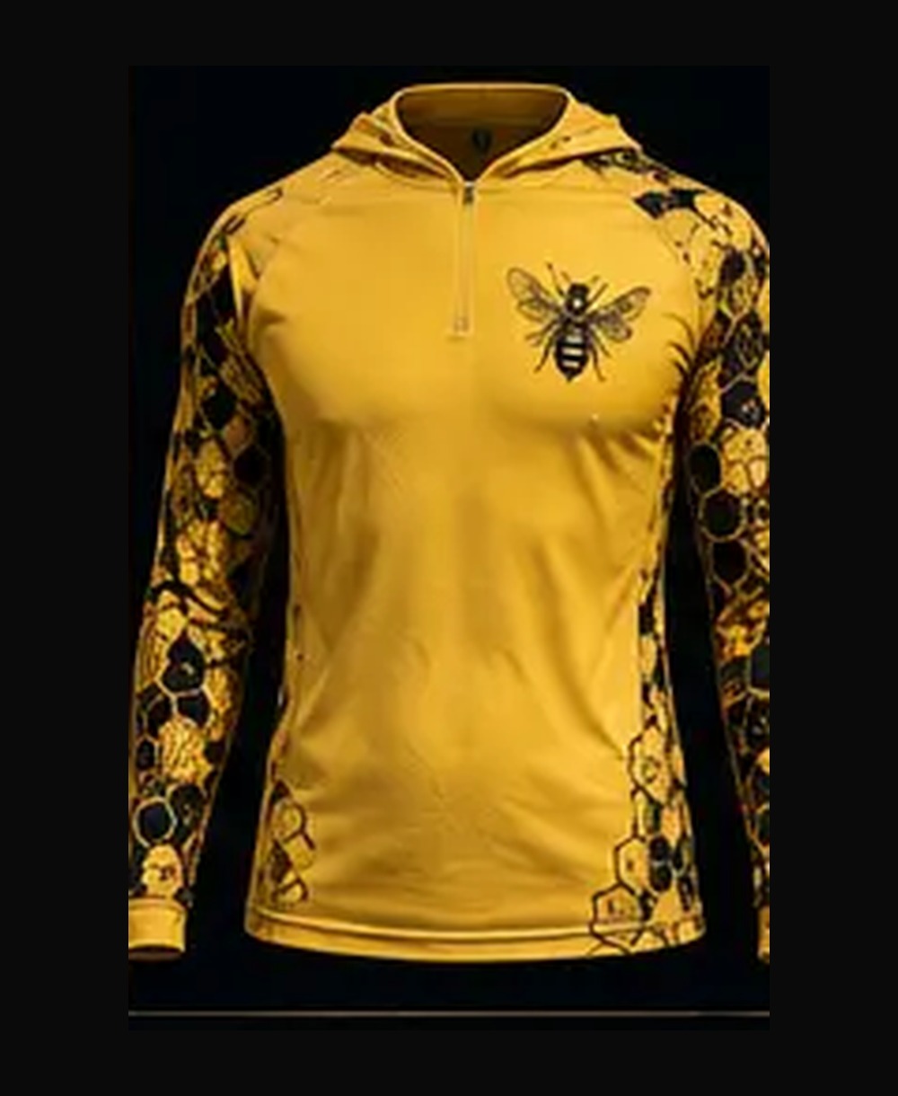 Maui Bee — Sunrise Yellow rashguard — front view on ghost mannequin