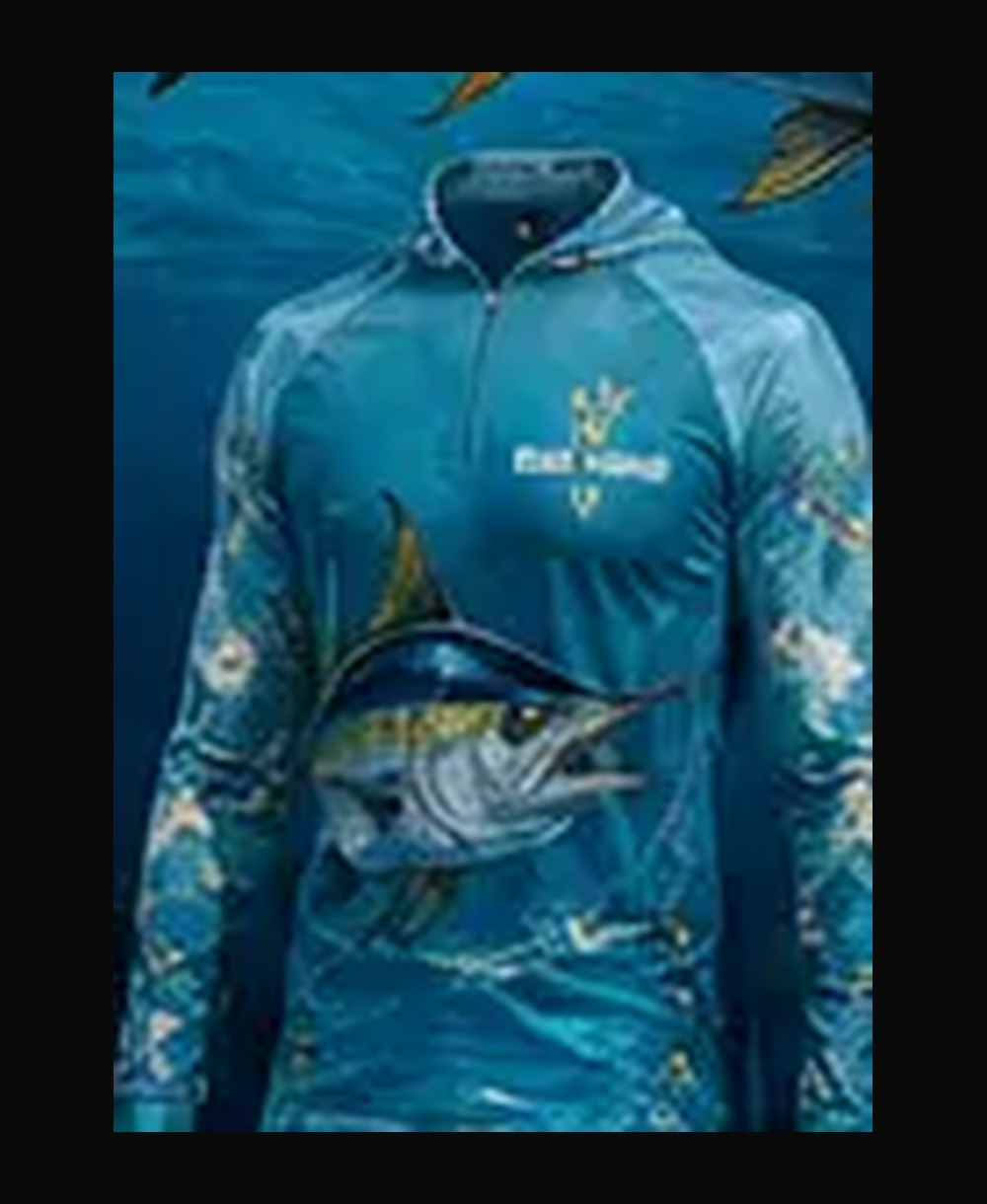 Maui Fishing — ʻAhi rashguard — front view on ghost mannequin