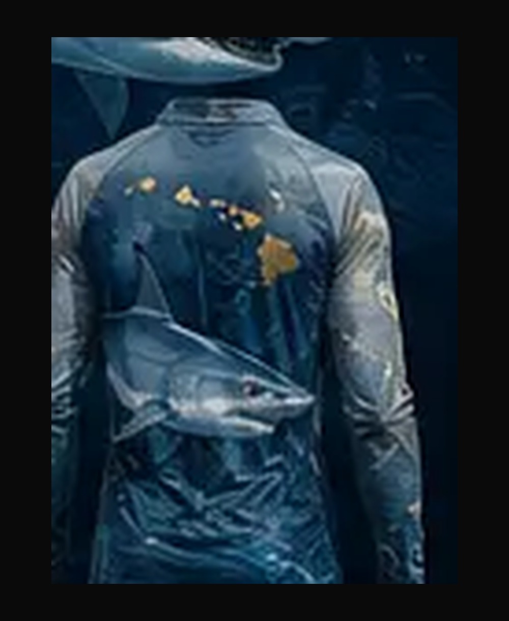Maui Fishing — Akule rashguard — back view on ghost mannequin