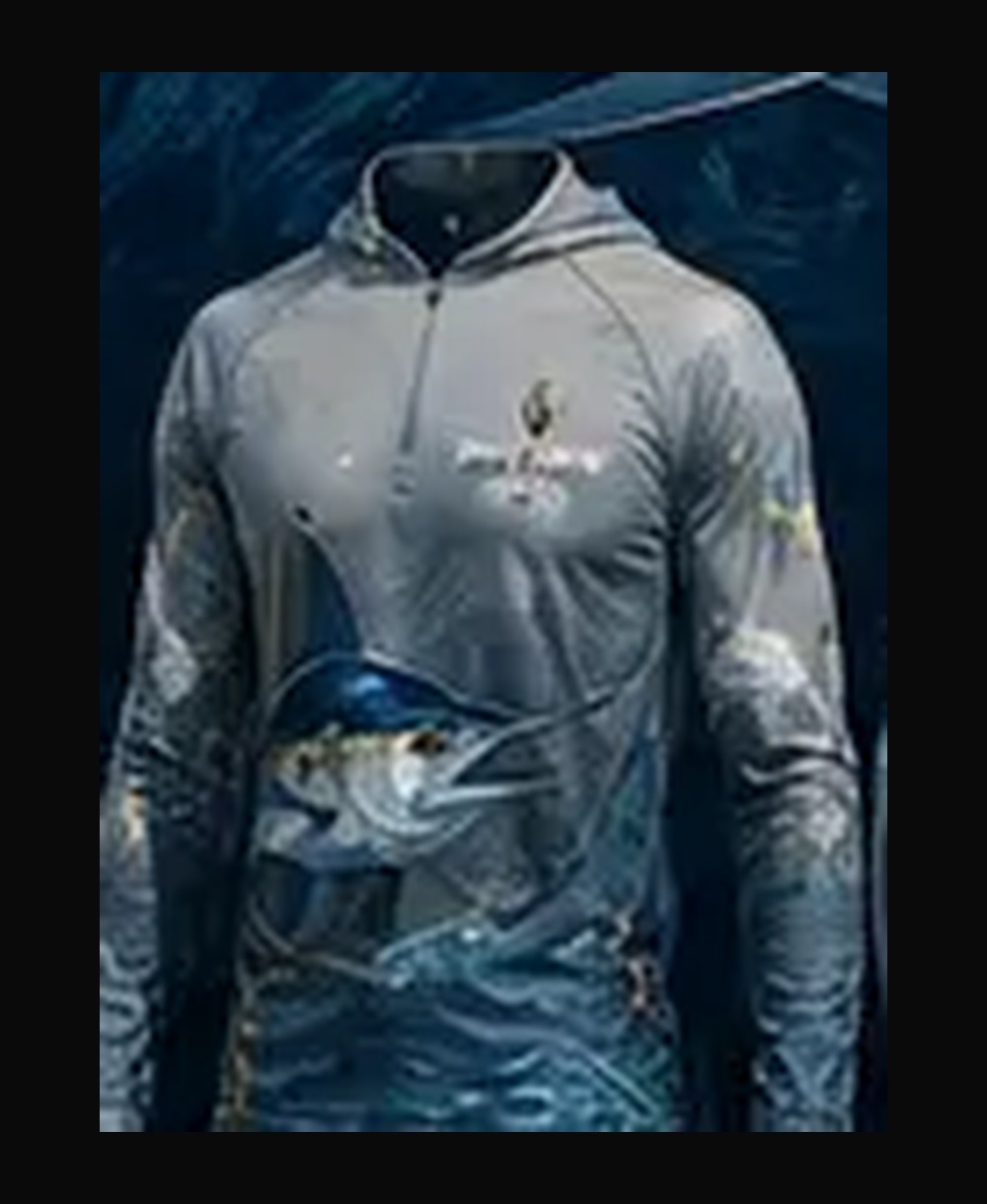 Maui Fishing — Akule rashguard — front view on ghost mannequin