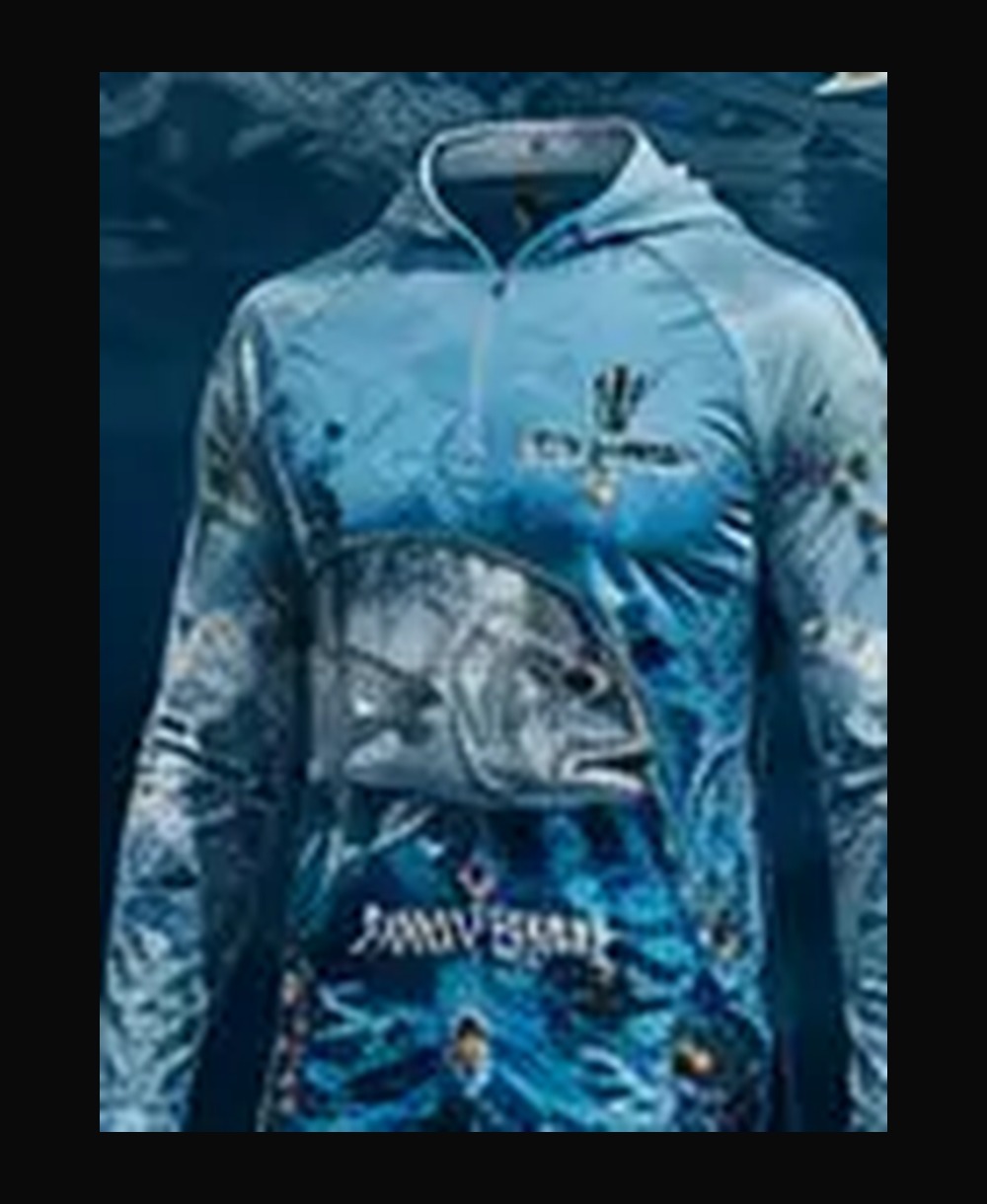 Maui Fishing — Ulua rashguard — front view on ghost mannequin