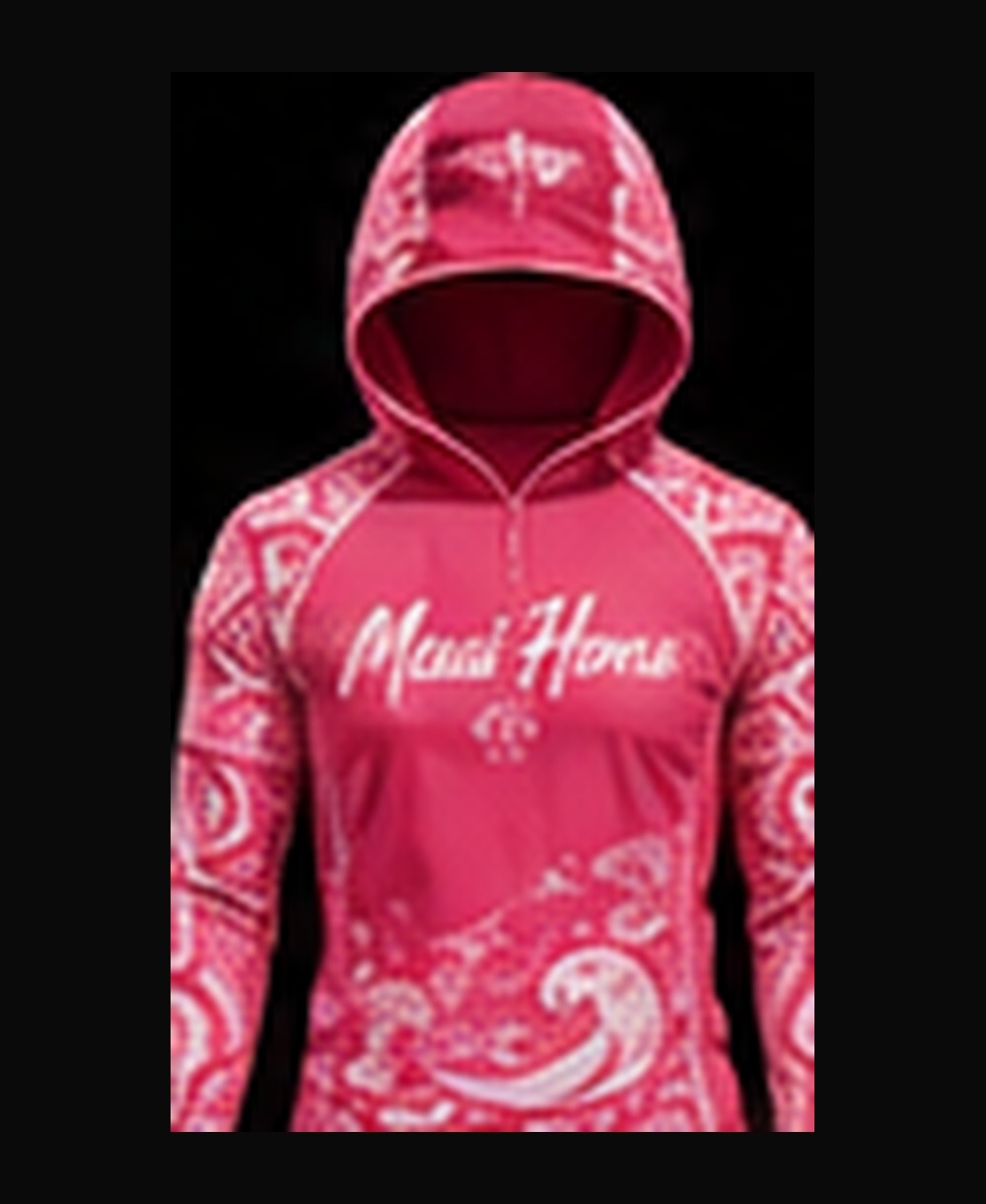 Maui Honu — Pink Hibiscus (Women's) rashguard — front view on ghost mannequin