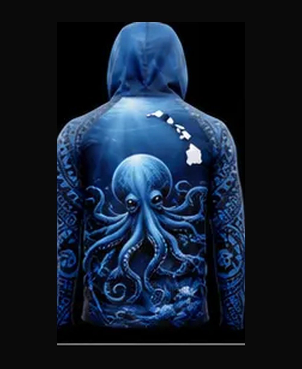 Octopus — Midnight Navy rashguard — back view on ghost mannequin