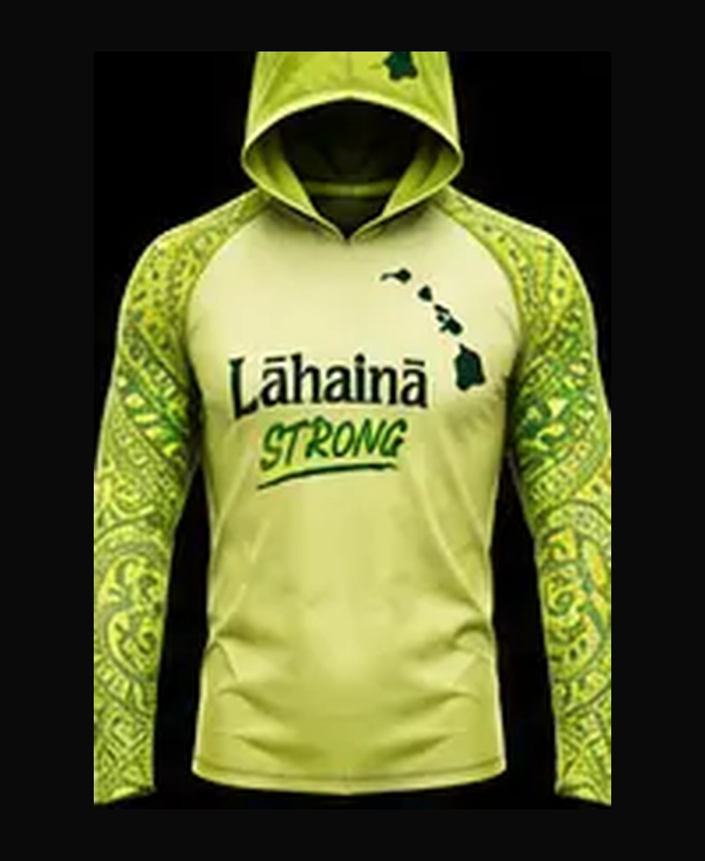 Pineapple — Cream / Lime Green rashguard — front view on ghost mannequin