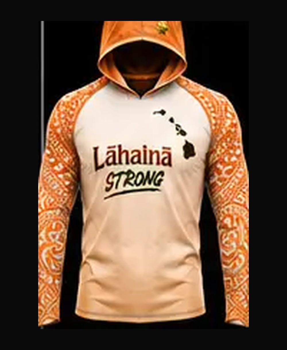 Pineapple — Cream / Sunset Orange rashguard — front view on ghost mannequin