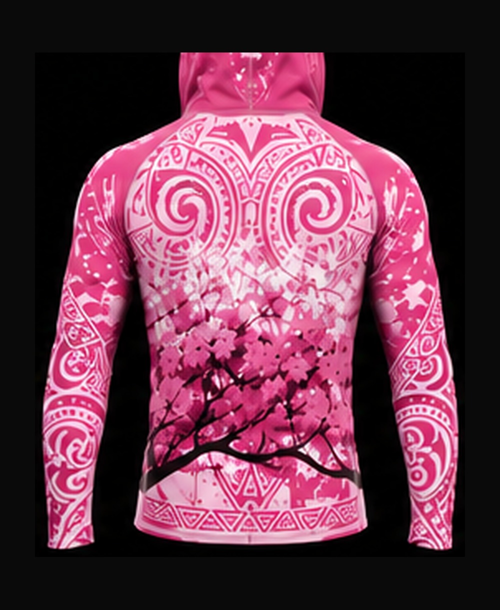 Hot Pink / Light Pink rashguard — back view on ghost mannequin