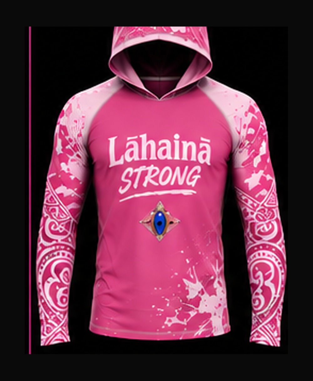 Hot Pink / Light Pink rashguard — front view on ghost mannequin