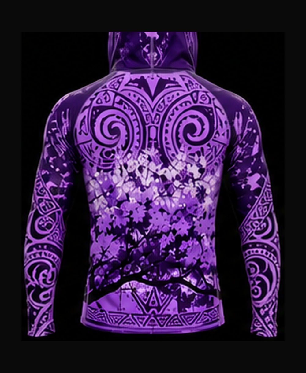Deep Purple / Light Purple rashguard — back view on ghost mannequin