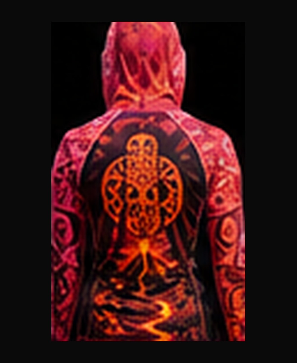 Volcano — Pink Hibiscus (Women's) rashguard — back view on ghost mannequin