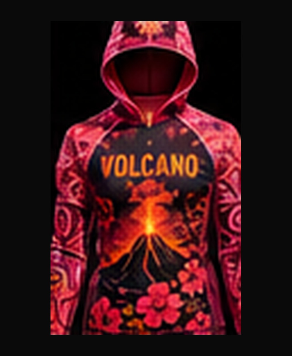 Volcano — Pink Hibiscus (Women's) rashguard — front view on ghost mannequin