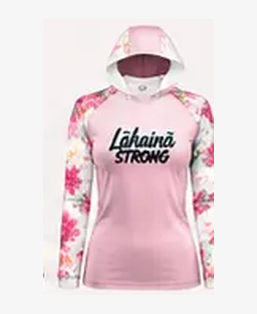 Women's Floral — Pink / White rashguard — front view on ghost mannequin