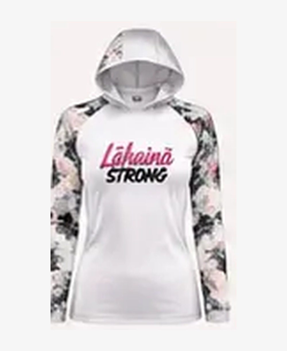 Women's Floral — White / Black rashguard — front view on ghost mannequin