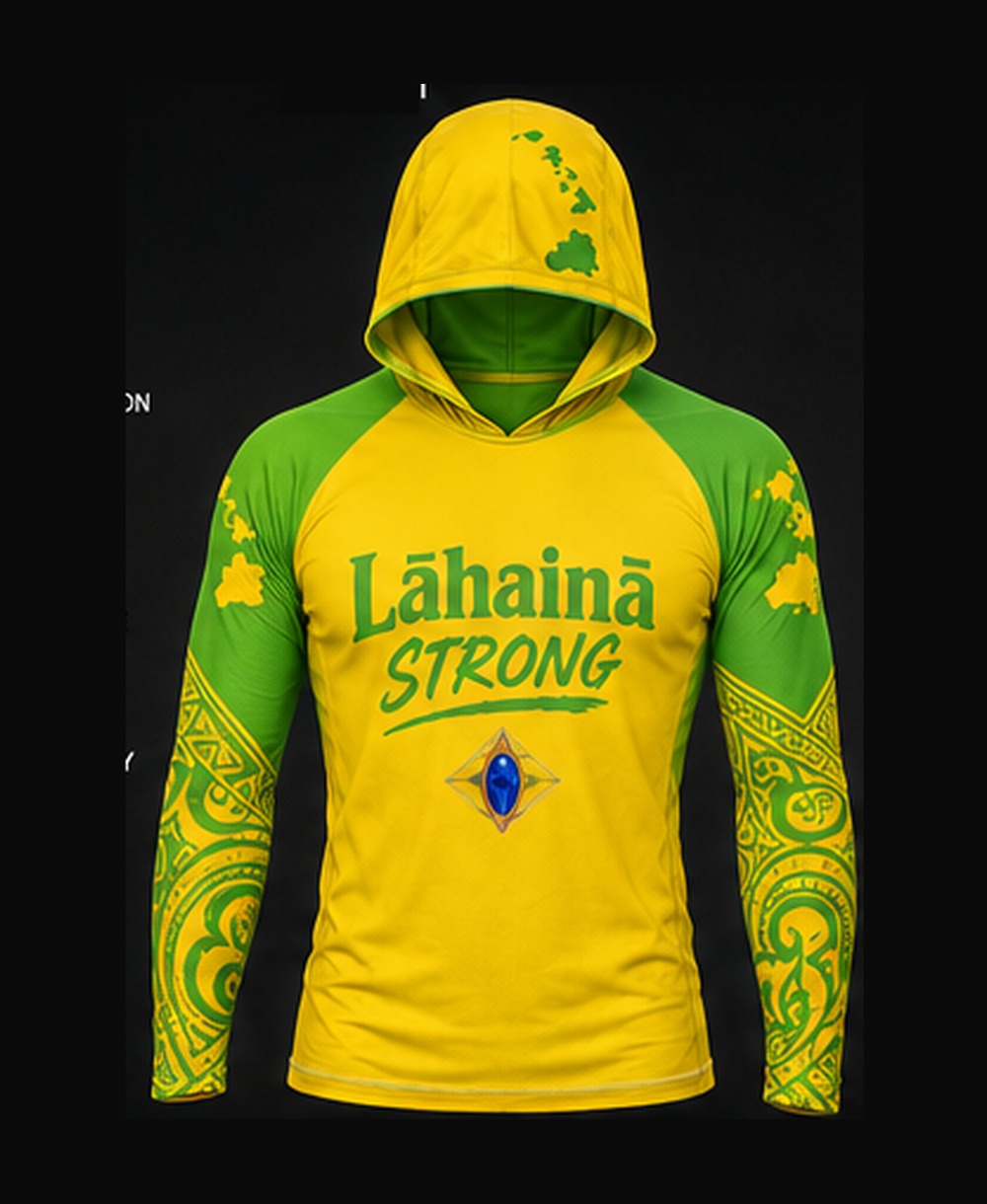 Yellow / Bright Green rashguard — front view on ghost mannequin