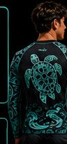 Maui Honu — Turquoise on Black (Men's) — On body view