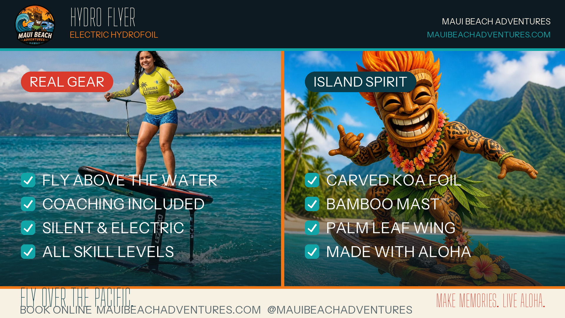 Hydro Fly Bike branded end card — Maui Beach Adventures